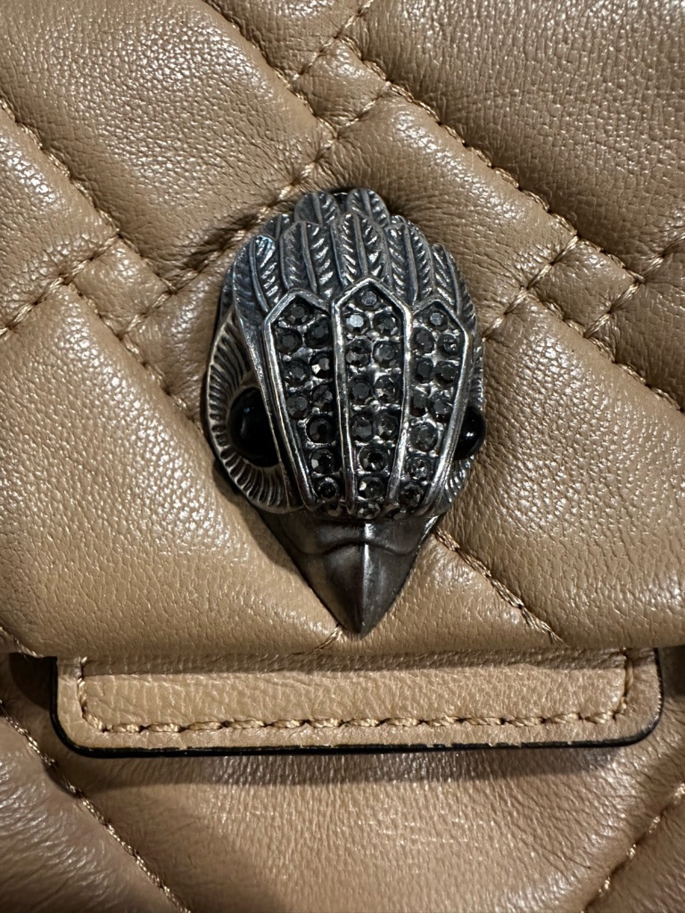 Kurt Geiger London Quilted Tan Leather Shoulder Bag with Chain Strap - Picture 4 of 16